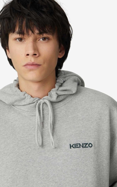 Kenzo Men 'hawaiian Graffiti' 'high Summer Capsule' Hooded Sweatshirt Pearl Grey